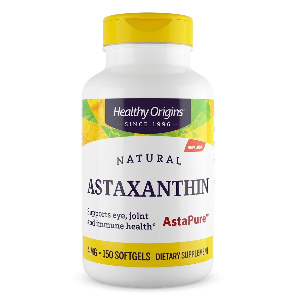 Egészséges eredetű asztaxantin 4 mg (természetes, astapure, nem-GMO, glutén mentes, szem támogatása, közös támogatás, immuntámogatás), 150 Softgels
