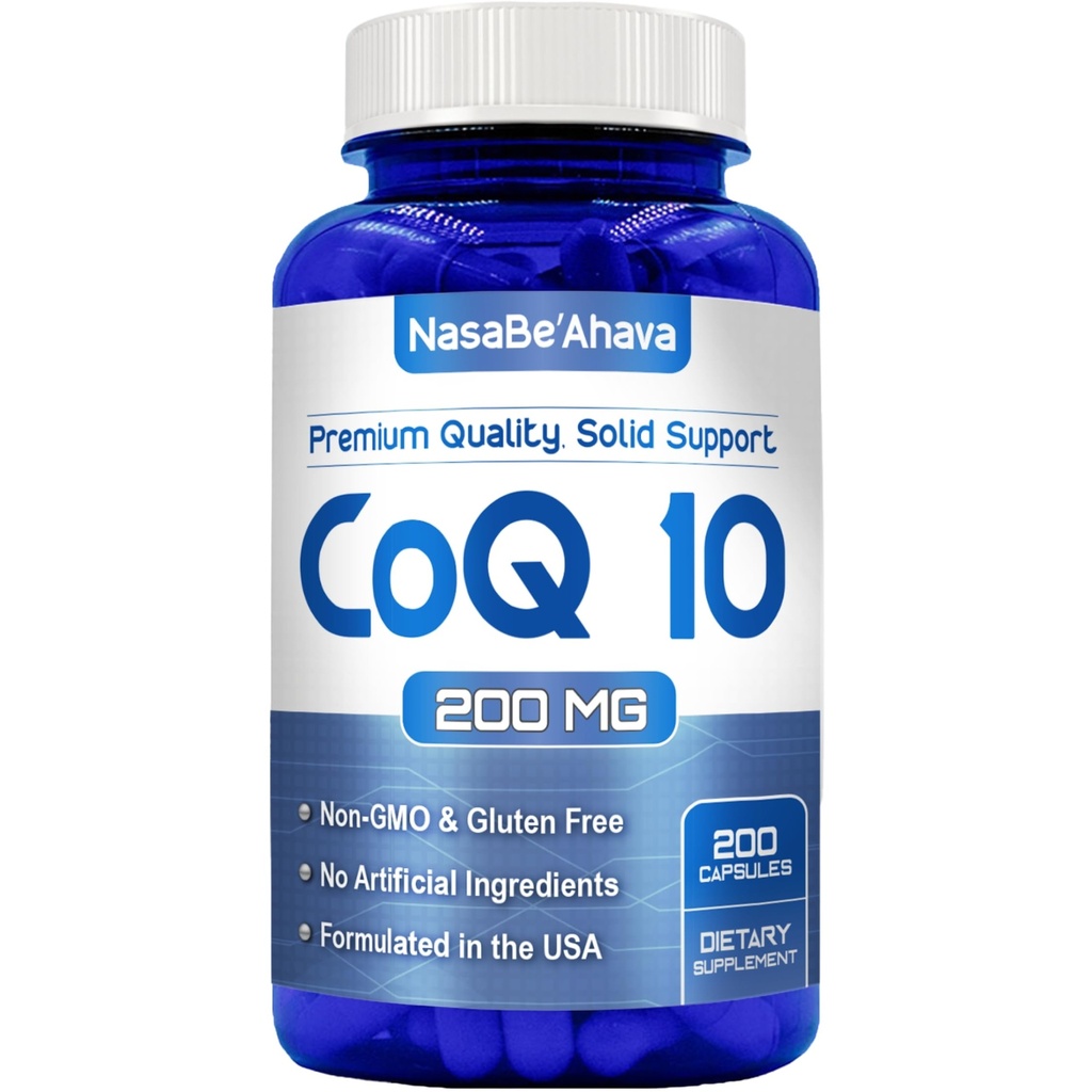 CoQ10 200mg Kapseln | Vegan Friendly Coenzym Q10 200mg von Easy Absorption Ubiquinone Ergänzung für Haut Herz und Energie Unterstützung | Made in the USA in cGMP Einrichtungen (200 Servietten)
