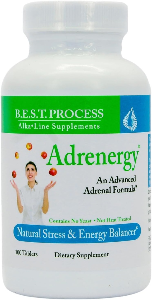 Adrenergy (12 Pack) Best Process Alkaline - Természetes mellékvese támogatás mellékvesekéreg kivonat, Adaptogének, Vitaminok & Ásványok