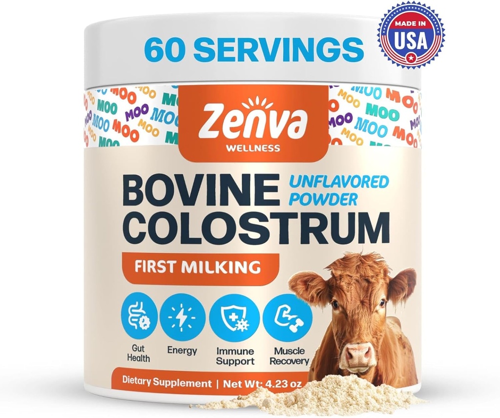 Colostrum Supplement Bovine Kolostrum für Menschen 100% reine Gras Fed, Supergut Gesundheit & Immununterstützung, 50% IgG, Unflavored, Calostro Bovino para Adultos Organico 60 Servierungen Pulver