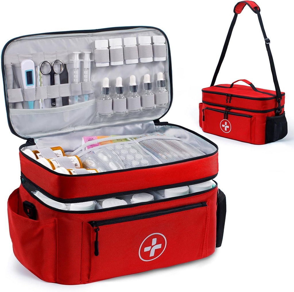 BAGSFY Travel Medicine Bag Organizer, Medical Bag Empty, Pill Bottle Organizer for Home, Big Medication Storage, Travel Carrying Case First Aid Kit Empty, Sürgősségi Kit.