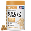 Lachsöl für Hunde - 180 Soft Chew Omega Treats für Haut und Mantel - Fish Oil Blend of Essential Fatty Acids, Omega 3 und 6, Vitamine, Antioxidantien und Mineralstoffe - Made in USA