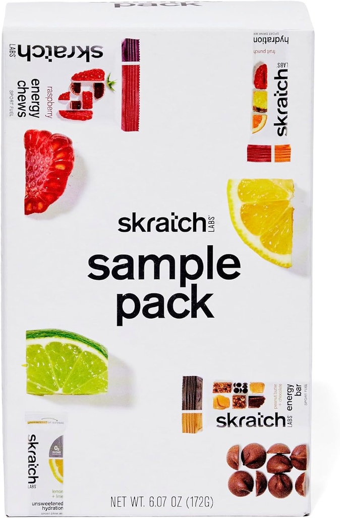 Skratch Labs Minta Pack - Hidratációs ital Mix, Nem édesített Sport Drink Mix, Energy Chews, Energy Bar - Sports Nutrition Trial Variety Pack - Futáshoz, kerékpározáshoz, túrázáshoz és tartóssághoz