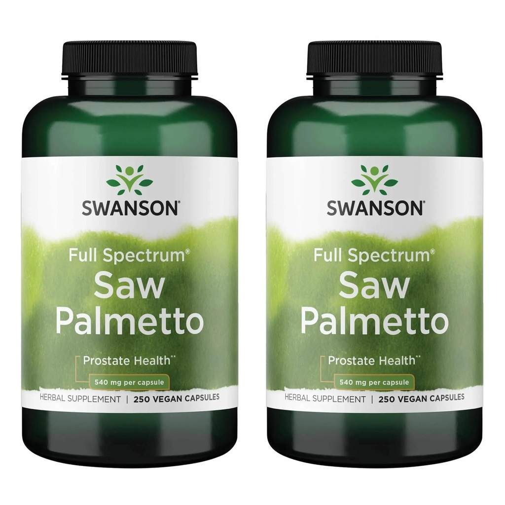 Swanson Saw Palmetto - Kräuter-Ergänzung Förderung männlicher Prostata-Gesundheitsunterstützung - Natural Hair Supplement & Urinary Health Support (540 mg 250 Kapseln) (2 Packung)