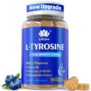 L Tyrosin Focus Supplement Gummie 1100mg für Erwachsene, Brain Ergänzungen für Gedächtnis und Fokus, L-Tyrosine Gummis mit Ashwagandha, I-Theanin für Ruhe & Stimmung - Vitamin B6 & B9 für Energie-Vegan, 60ct