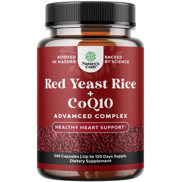 Red Yeast Rice mit CoQ10 Ergänzung - Advanced Healthy Heart & Healthy Cholesterol Levels Formel für Männer & Frauen - Extra Strength Capsule mit Red Yeast Rice 1200 mg Kapseln mit CoQ10-240 Zähler