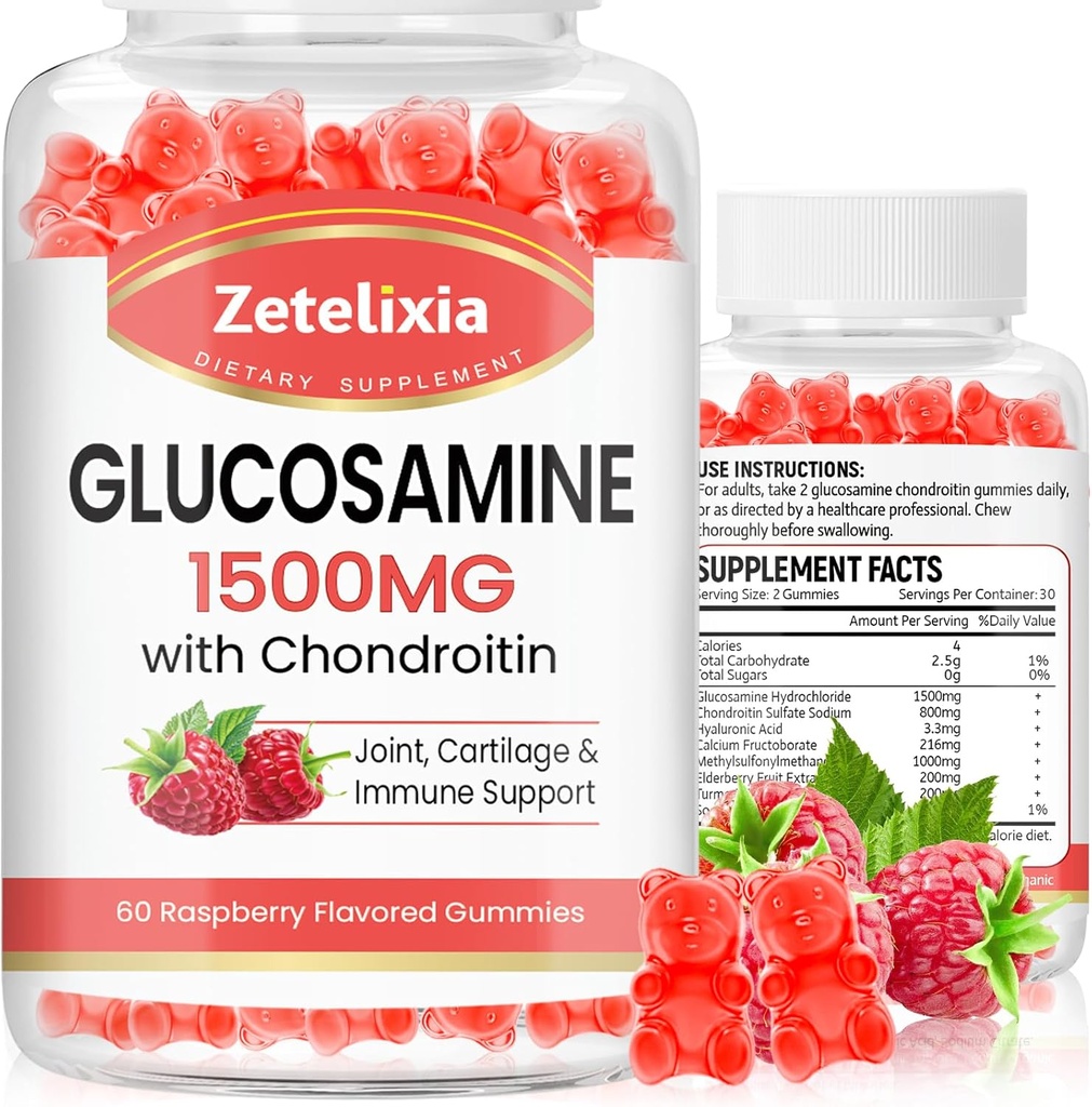 2 Pack Glucosamine Chondroitin Gumies, Glucosamine Chondroitin MSM, Elderberry, Turmeric - Joint Support Supplement for Felnőttek, Férfiak és nők, 120 gróf