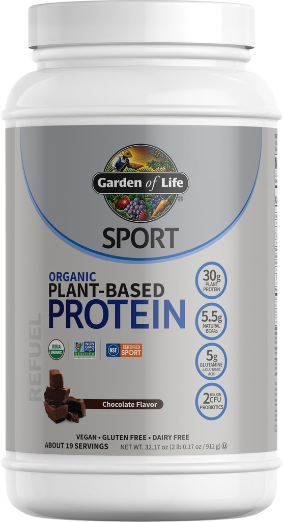 Garden of Life Organic Vegan Protein Powder with Probiotics, BCAAs, NSF Certified, Gluten Free & Sport, Non GMO, Sport Protein Powder, 19 Servings, Chocolate (Pack of 6)