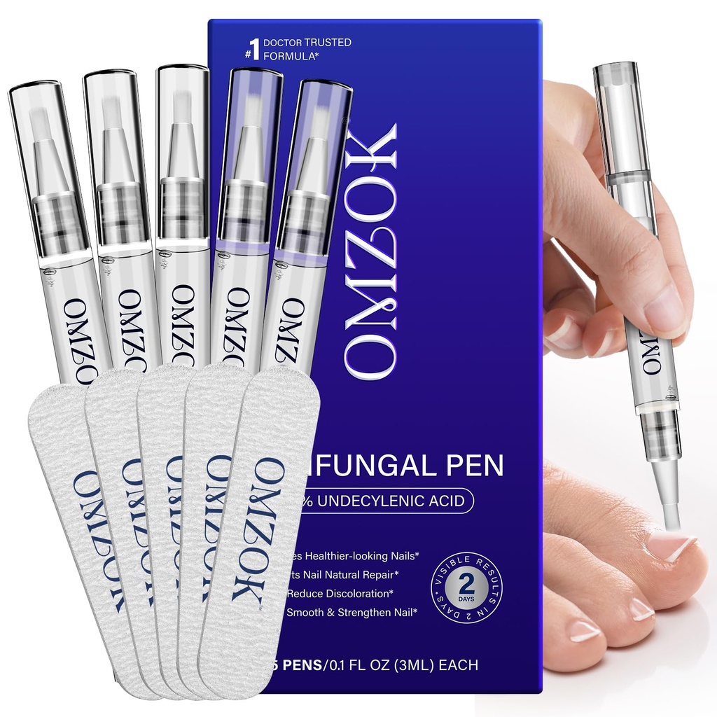 Toenail Fungus Pen - Toenail Fungus Treatment Extra Strength - 25% Undecylenic Acid with Tea Tree, Jojoba - Fungal Nail Repair Kit for Damaged, Discolored, Ingrown Nails 5 Pack