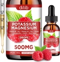 Kálium-magnézium-citrát kiegészítés, folyadék-magnézium-citrát cseppek 500mg Ashwagandha, kalcium, cink, D3-vitamin, B6, B12, CoQ10 - Vegan 2 fl Oz Málna Flavor