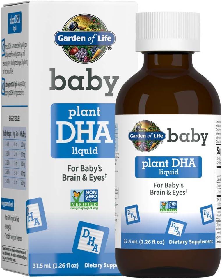 Garten des Lebens Baby DHA Tropfen, 600mg Omega 3 DHA Vegan für Baby Brain & Augen von Vegetarisch Freundliche Pflanzen basiert Quellen (No Fish Oil) für Babys & Kleinkinder, 37,5 mL (1.26 fl oz) Flüssigkeit
