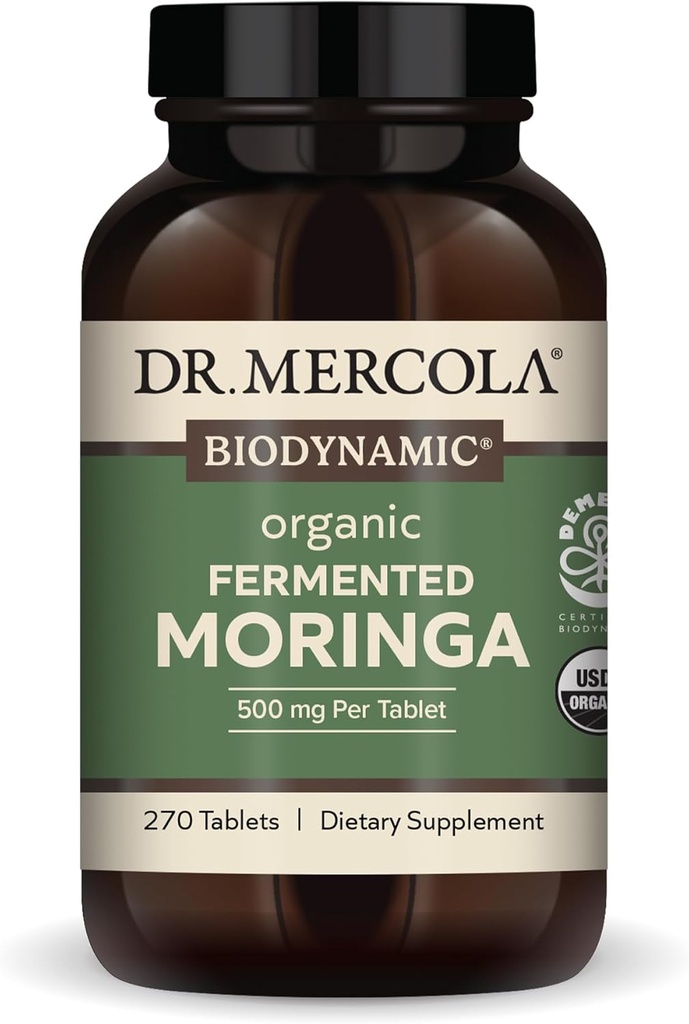 Dr. Mercola - Biodinamikus szerves fermentált Moringa Diétás Kiegészítés, 270 Servings (270 tabletta)