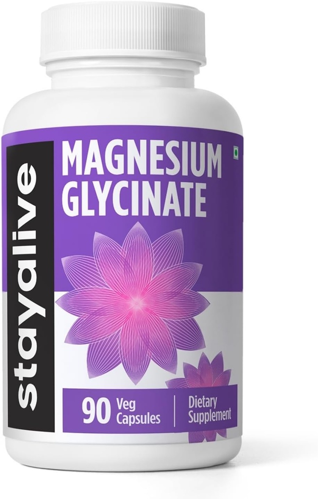 STAY ALIVE Chelat Magnesium Glycinat 500mg, hohe Absorption, 90 Kapseln, 100% reines Glycinat-Pulver, extra Stärke Magnesium Ergänzung für Frauen und Männer, Non-GMO & Gluten freie Pillen