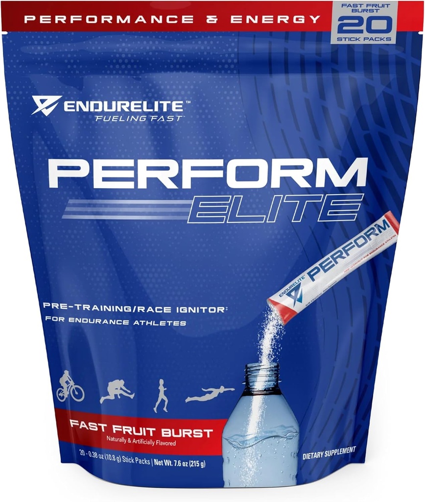 EndurElite Perform Elite- Pre Workout Powder Supplement- Pre-Workout for Endurance Athletes- 20 Serving Bag- Fast Fruit Burst