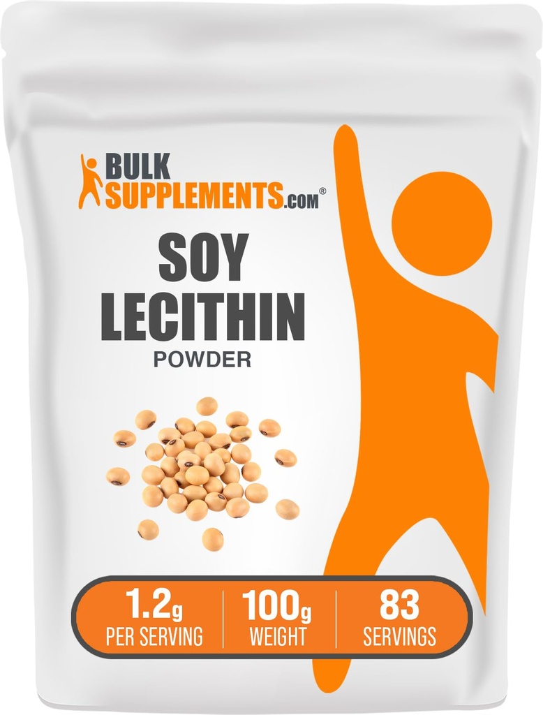 BulkSupplements.com Soy Lecithin Powder - Lecitin Supplement, Nutritional Supplement, Food Grade - Gluten Free, 1.2g per Serving, 100g (3.5 oz) (1x csomag)