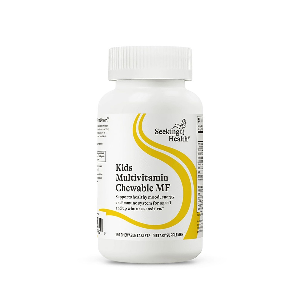 Seeking Health Kids Multivitamin Chewable MF, Formulated for Children’s Health, Methyl-Free, with Folinic Acid, Vitamin B12, Riboflavin, Vitamin A, Vegetarian (120 Chewable Tablets)*