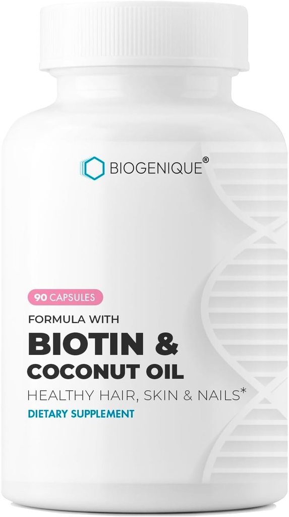 High Potency Biotin Supplement - Vegan Vitamin B7 Formula kreatin és kókuszolaj - Egészségesebb bőr, köröm és keratin támogatás - Non-GMO & Gluten Free - 2500 mcg