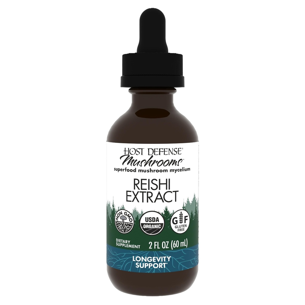 Host Defense Reishi Extract - Herz-und Immun-Gesundheits-Ergänzung - Pilz-Ergänzung zur Unterstützung von Energie & Vitalität - Reishi-Ergänzung zu Aid Gesamt-Well-Being - 2 fl oz (60 Servietten)*