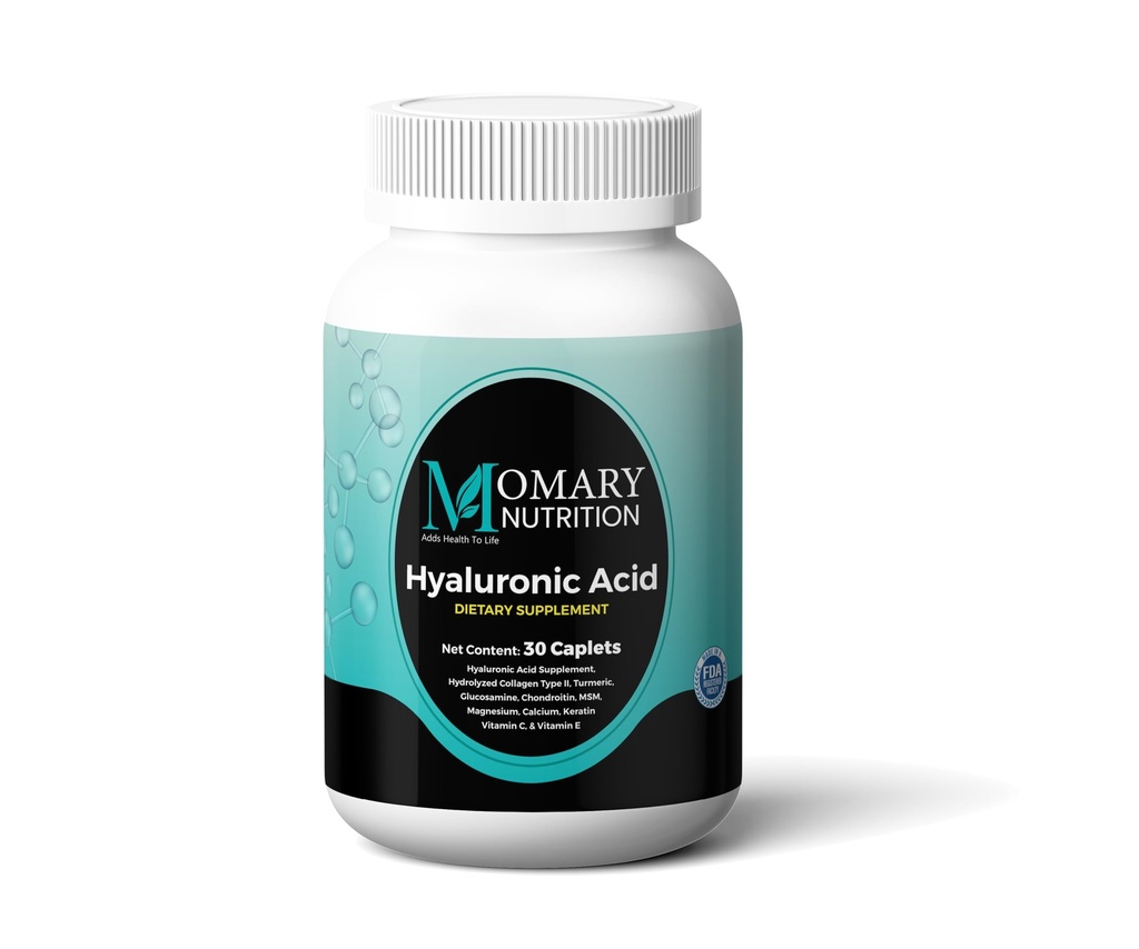 Hyaluronic Acid Supplement, Natural Skin Hydration, Advanced Joint Support and Mobility Booster, Type II Hydrolized Collagen, Turmeric, Glucosamin, Chondroitin, 30Caplets 850Mg