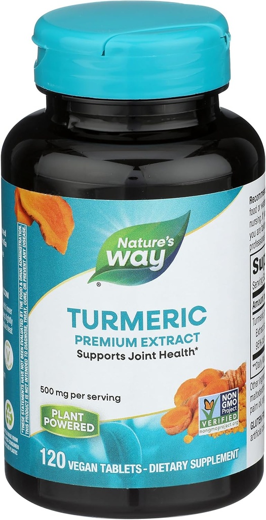 Nature 's Way Turmeric Premium Extract - Supports Joint Health * - Non-GMO Project Verified - 500 mg per Serving - Joint Supplement Turmeric Tablets * - Gluten Free - 120 Tabletta