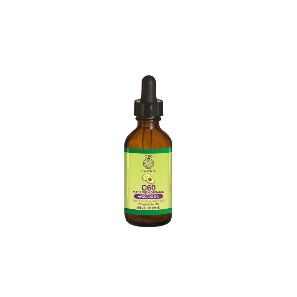C60 Power C60 in Organic Avocado Oil - Natürliche Wellness-Unterstützung für Männer und Frauen, 99,99% Pure Carbon Fullerenes, fördert Energie, Mental Clarity, & Stamina - 2 fl oz Bottle