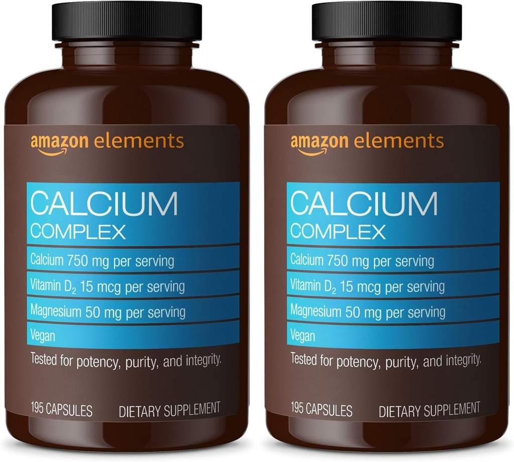 Elemek kalcium komplex D-vitamin, 250 mg kalcium (3 per szerving), Vegan, 195 kapszula (csomagolás május Vary), támogató erős csontok és immunegészség (csomag 2)