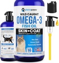 Omega 3 Fischöl für Katzen - besser als Lachsöl für Katzen - Kitten + Katze Vitamine und Nahrungsergänzungsmittel - Cat Health Supplies - Cat Dandruff Behandlung - Flüssiges Fischöl für Haustiere - Cat Shedding Products