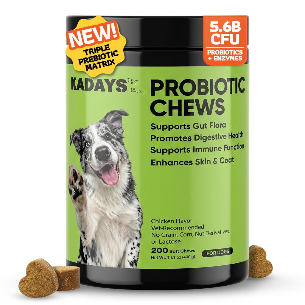 Probiotics for Dogs Probiotics for Digestive Health Dog Gut Health Probiotics Dog for Diarrhea Gut Immune Health Digestive Probiotic Chews for Dogs Itchy Skin Eases Bloating Chicken Flavor 200 Ct