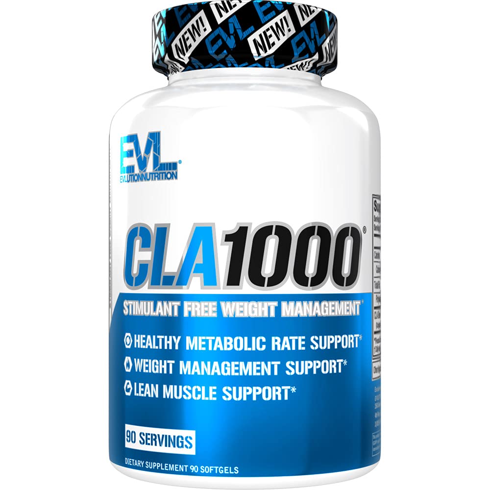 Evlution Conjugated Linoleic Acid CLA Supplement Nutrition Lean Muscle Mass Builder & Fat Burner for men and Women - Stimulant- Free Safflower Based CLA 1000mg Blend Per Serving (90 szerváció)