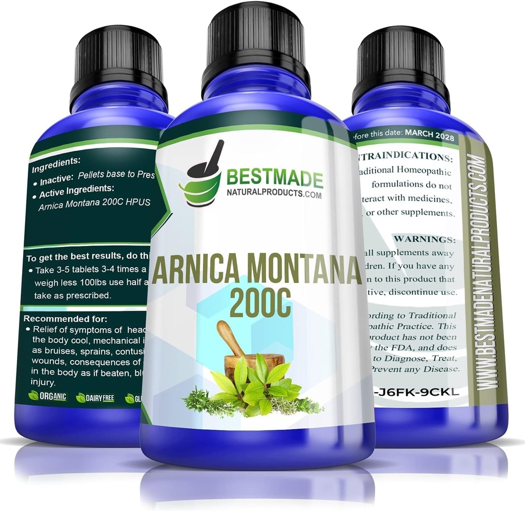 Topmade Natural Products Turbo Arnica 200C - Umfassende Arnica Pellets für Muskelrückgewinnung, Soreness Relief und ganzheitliche Wellness-Unterstützung, 350 Pellets