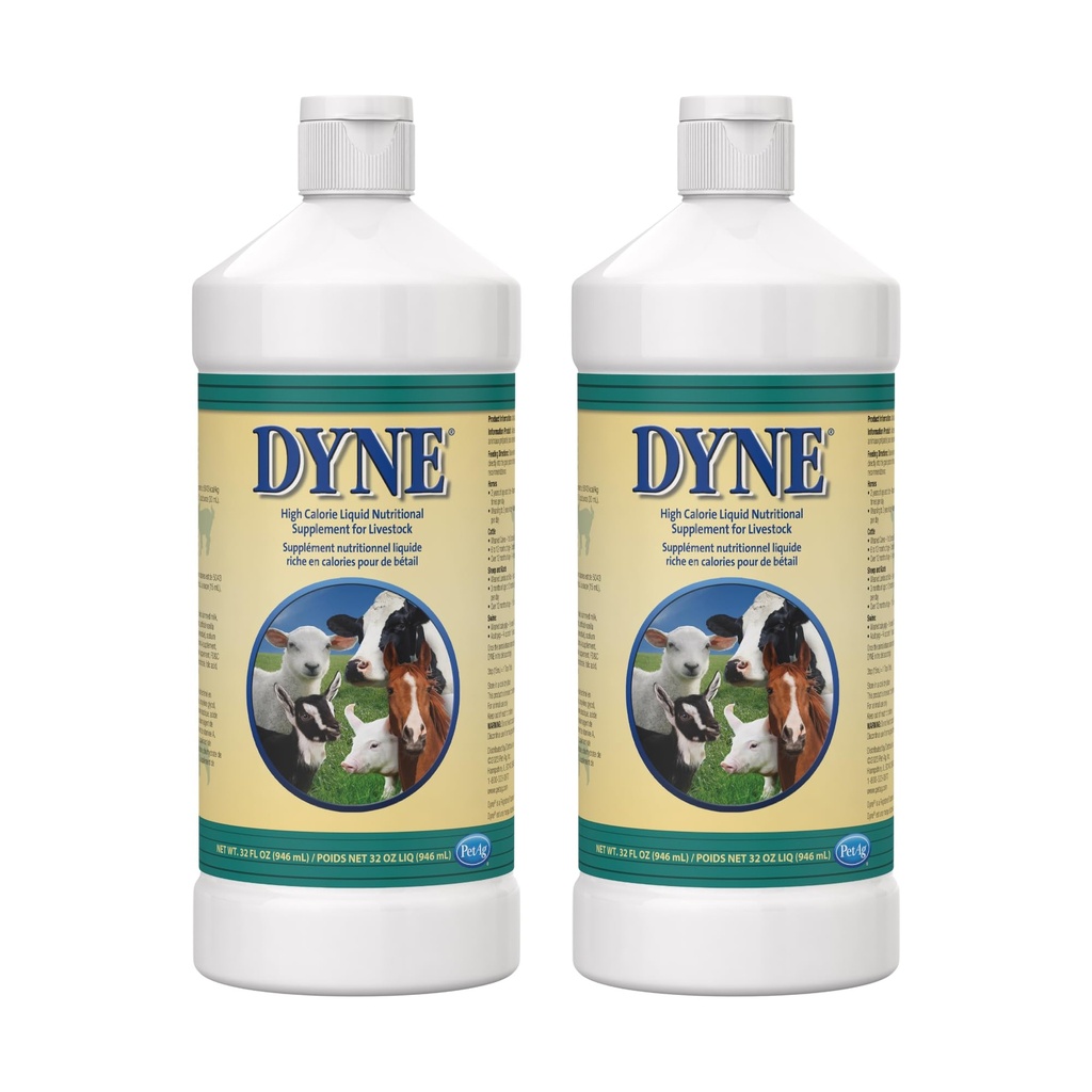 PetAg Dyne High Calorie Liquid Nahrungsergänzungsmittel für Vieh - 32 oz - Enthält hinzugefügte Vitamine - Hervorragend für Untergewicht, belastet, oder Wiederherstellen von Tieren