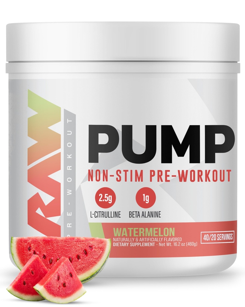RAW-Pumpe Stim Free Pre Workout (Watermelon) - Nicht-Stimulant Pre Workout Ergänzung Pulver Nitric Oxide Booster - Pre Workout Ergänzungen Trinken für während des Trainings - 40 Portionen