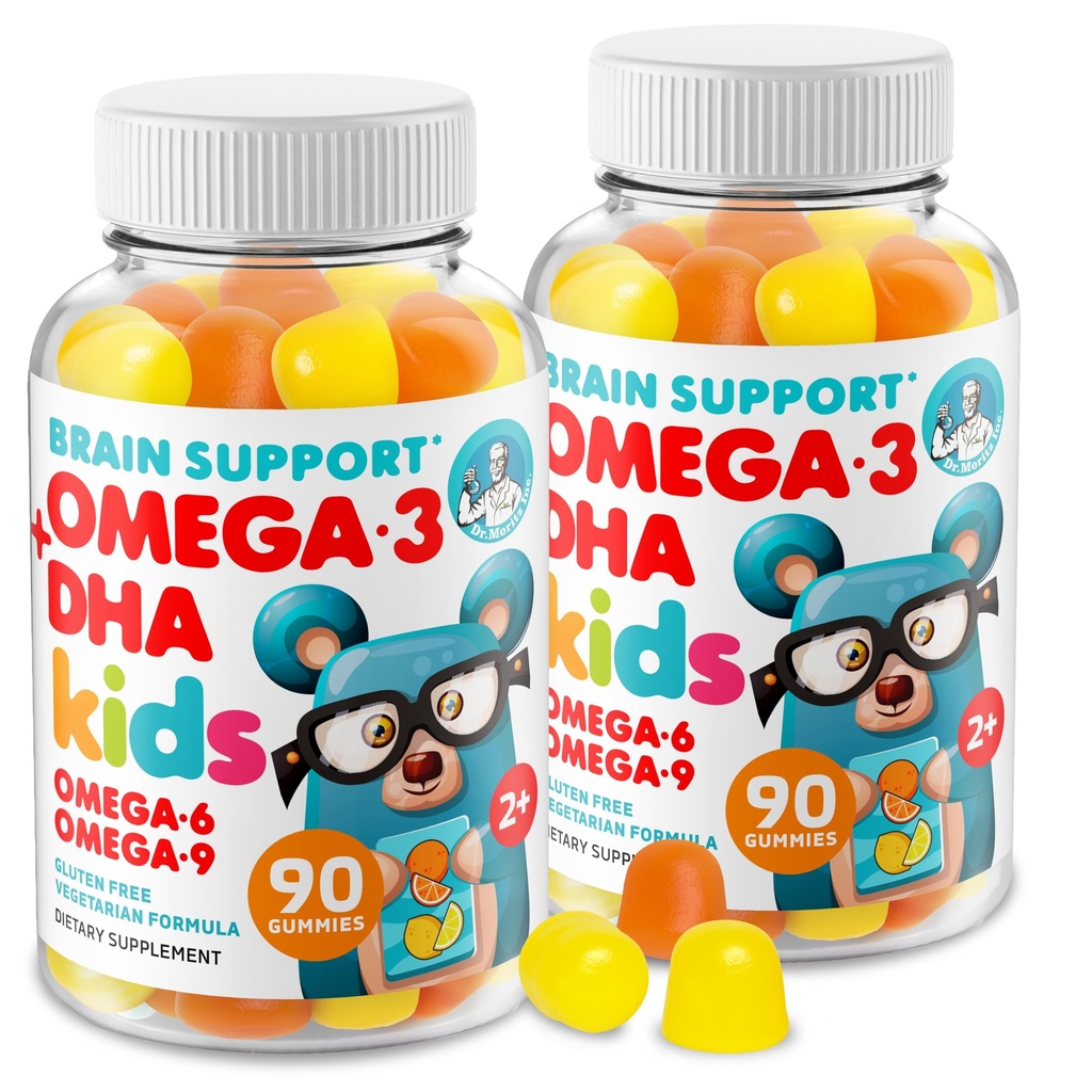 DR. MORITZ Omega 3 Kids Gummies (180 Count), Vegan Omega3 Gummies for Kids with No Fish Oil, Vitamins for Brain & Heart Health, Gluten-Free Omega 3 6 9