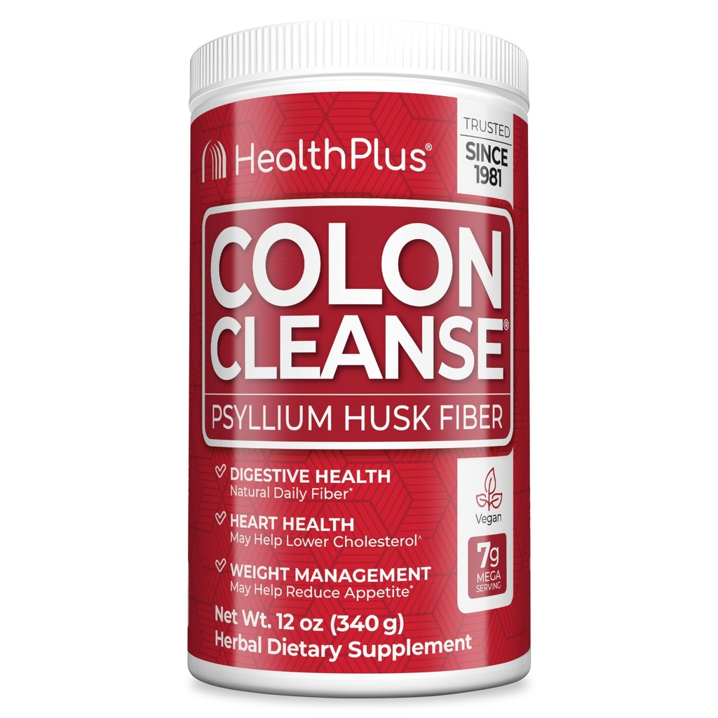 Health Plus Colon Cleanse - Natural Daily Fiber Powder- Glutenfrei, Detox, Heart Healthy (12 Unzen, 48 Portionen)