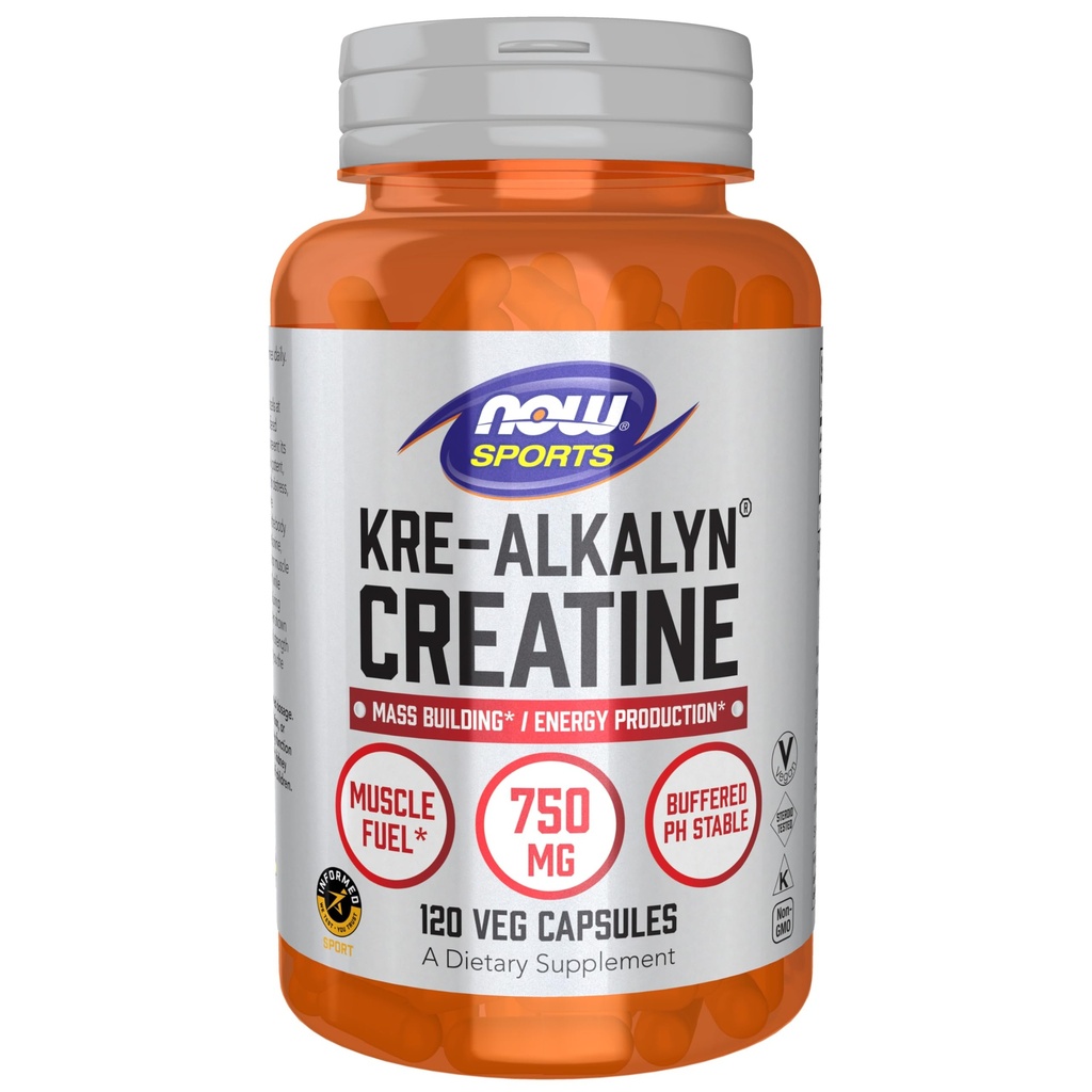 NOW Foods Sports Nutrition, Kre-Alkalyn Creatine 750 mg, Mass Building*/Energy Production*, 120 Veg Kapseln