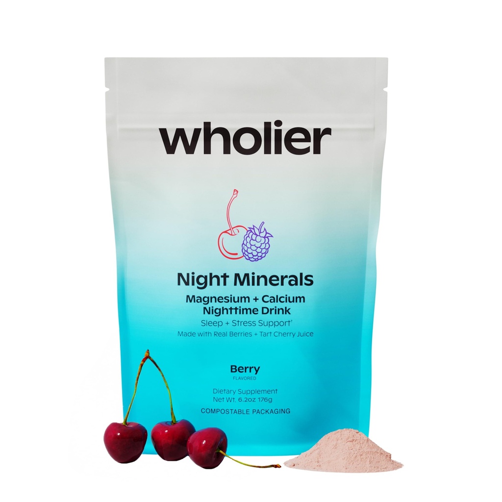 wholier Magnesium Glycinate, Tart Cherry Juice, Chelat Calcium. Beruhigen Nachtgetränk. Natürliche Unterstützung für Schlaf, Stress + Entspannung. Nacht Mineralien. (30 Servings)
