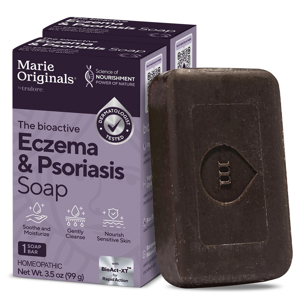 Marie Originals Eczema Face Soap Body Wash Bar – Alle natürlichen Psoriasis, Dermatitis Behandlung für trockenes juckendes Flaky Skin Relief – Sanfte Entgiftung, Heilung, Anti-Itch, Reinigung Hautpflege (Pack von 2)