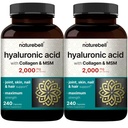 Naturebell 2 Pack Hyaluronic Acid Supplements 2000 mg A124; 480 Total Capsules, with MSM & Hydrolized Bovine Collagen - 3 in 1 Support for Skin Hydration, Joint Lessentation, Hair, and Eye Health