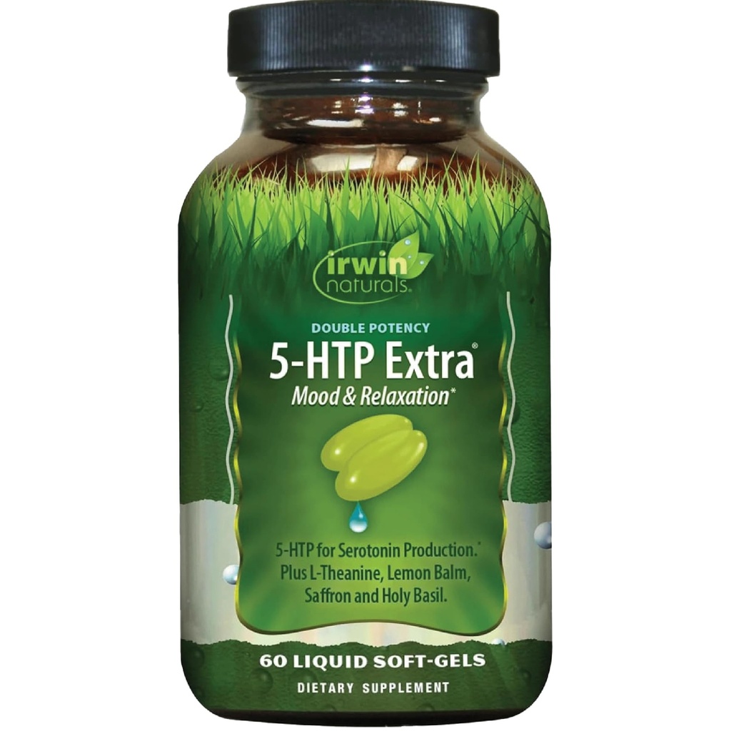 Irwin Naturals Double Potency 5- HTP Extra - 60 Folyékony Soft- Gels - relaxáció és szerotonin termelés - 30 Servings