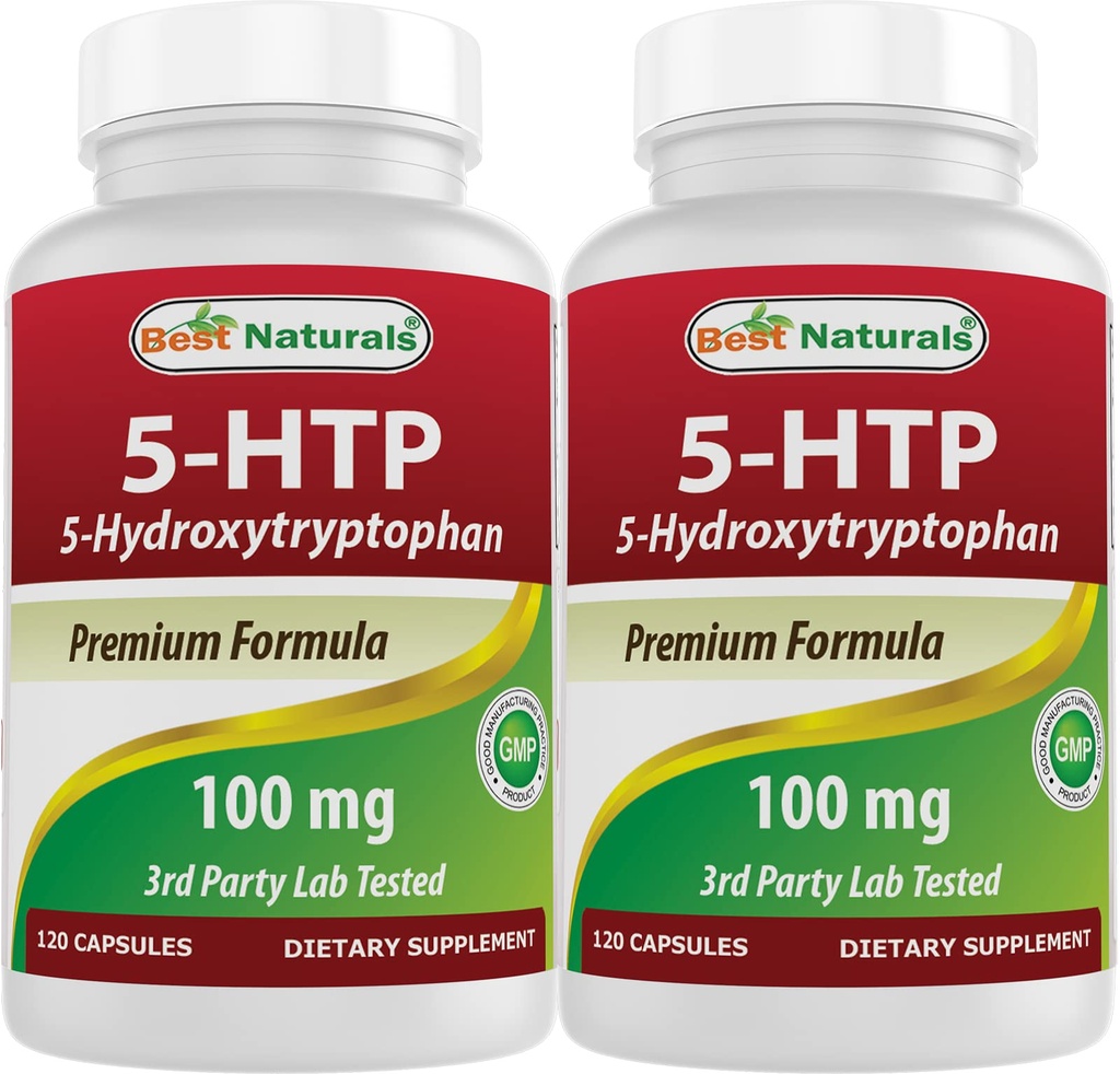 Best Naturals 2 csomag 5- HTP (5- hidroxitriptofán) 100 mg 120 kapszula