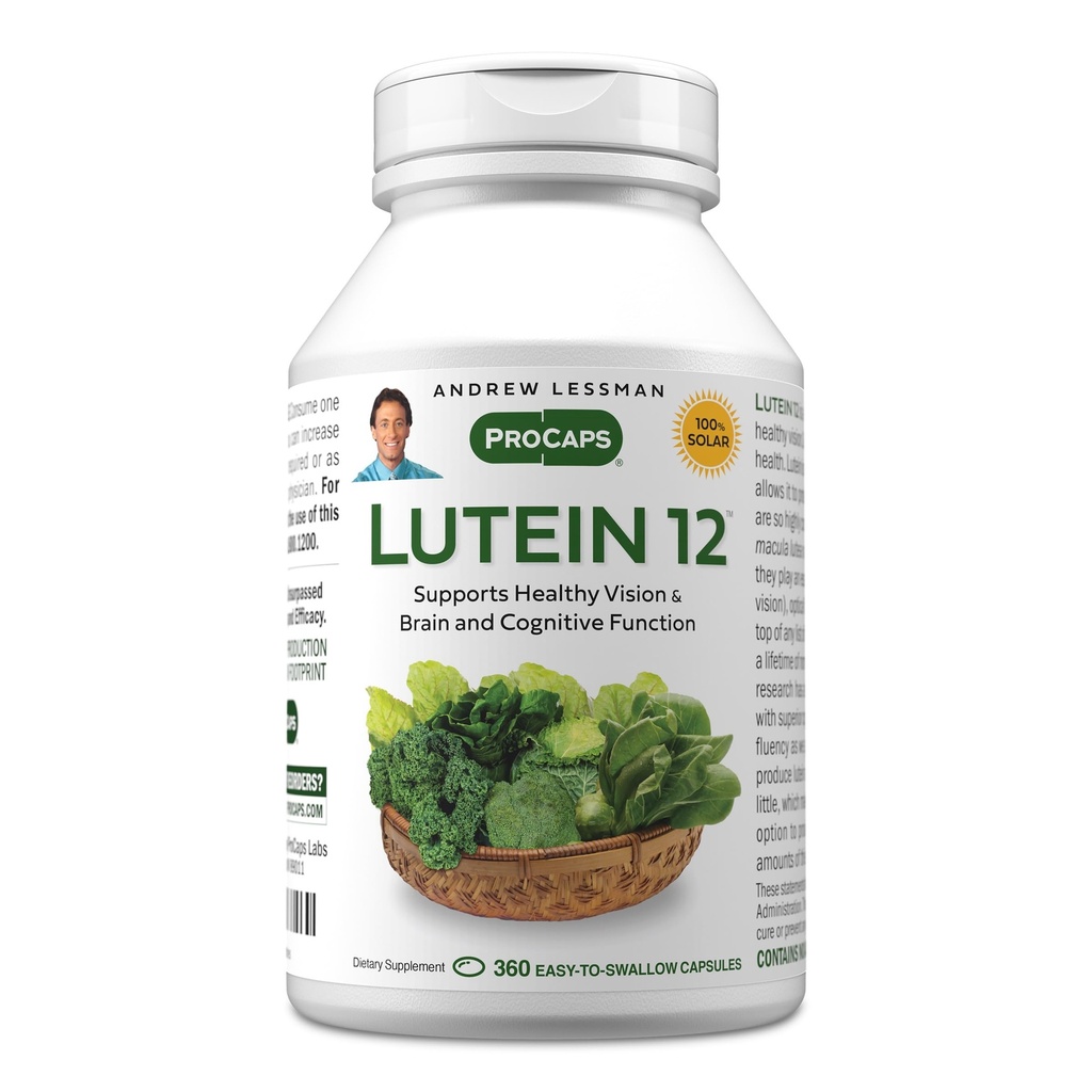 ANDREW LESSMAN Lutein 12 mg - 360 Softgels - Ultra-High Levels von Lutein. Leistungsstarkes Anti-Oxidant Carotenoid. Unterstützt Augengesundheit und fördert gesunde Vision und Haut.