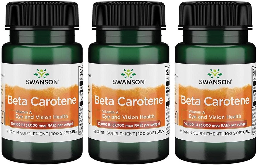 Swanson Beta-Carotene (A-vitamin) Bőrszem Immunrendszer Egészség Antioxidáns támogatás 10000 Iu (3000 µg) 100 Gel (3 csomag)