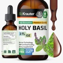 BIO KRAUTER Holy Basil Tincture - Tulsi Powder Liquid Extract - unterstützt Beruhigung und Entspannung - Ursolic Acid Supplement - Alkohol und Zuckerfrei - Vegan Tropfen 2 Fl.Oz.