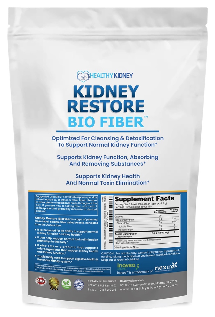 Bio Fiber, Kidney Cleanse Detox & Repair - Restorative Kidney Support & Kidney Supplement zum Entfernen von Abfällen, Nierengesundheitsergänzung - Zu Tee für Nierengesundheit - 2.5 LBS