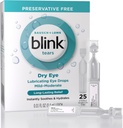 Blink könnyek Kenőszer Szemcseppek Preservative Free, Nedvesítő és Soothing az enyhe-közepes száraz szem, Hyaluronate, Csökkenti a diszkomfort, Long- Tartós hidratálás, 0.01 Single-Use Vials, 25 gróf