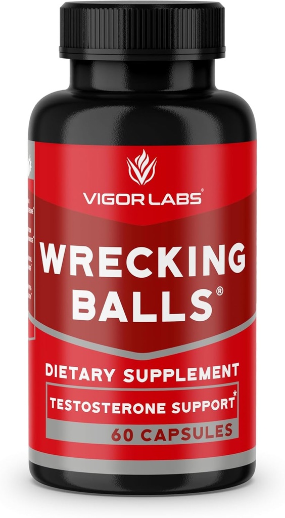 Vigor Labs Wrecking Balls (60 Kapseln), unterstützt die natürliche Produktion von essentiellen männlichen Hormonen durch Ihren Körper, um Fuller Drive, Männliche Vitalität und erhöht Stamina zu unterstützen. (Made in USA)