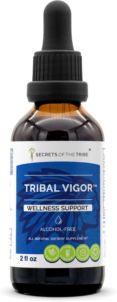 Tribal Vigor Alkoholfrei, Glycerite Eleuthero Sibirische Ginseng, Catuaba, Barrenwort - Horny Goat Weed, Muira Puama, Saw Palmetto, Tribulus. Tinktur, Kräuterextrakt Wellness-Unterstützung (2 FL OZ)