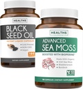 Fekete magolaj és ír-tengeri moha (3 hónapos ellátmány) - Power Duo Bundle of Black Seed Oil (180 kapszula) Cold- Pressed Nigella Sativa & Irish Sea Moss (180 kapszula) Bioperinnel és Bladderwrackkel