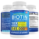 Biotin und Kollagen Vitamine + Keratin mit Folat - Haarausfall Behandlungen für Frauen & Männer - Follikel, Haut und Nägel Ergänzungen für Haarwachstum & Postpartum Unterstützung - GMO Free & Gluten Free (60 Caps)