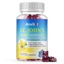 St. John 's Wort Gumies 600mg, 3 in 1 Organic Herbal Supplements for Stress Relief, Idegrendszeri támogatás, Ashwagandha & Holy Basil kivonat felnőttek és gyerekek, Non-GMO, Vegan, 60 ct.